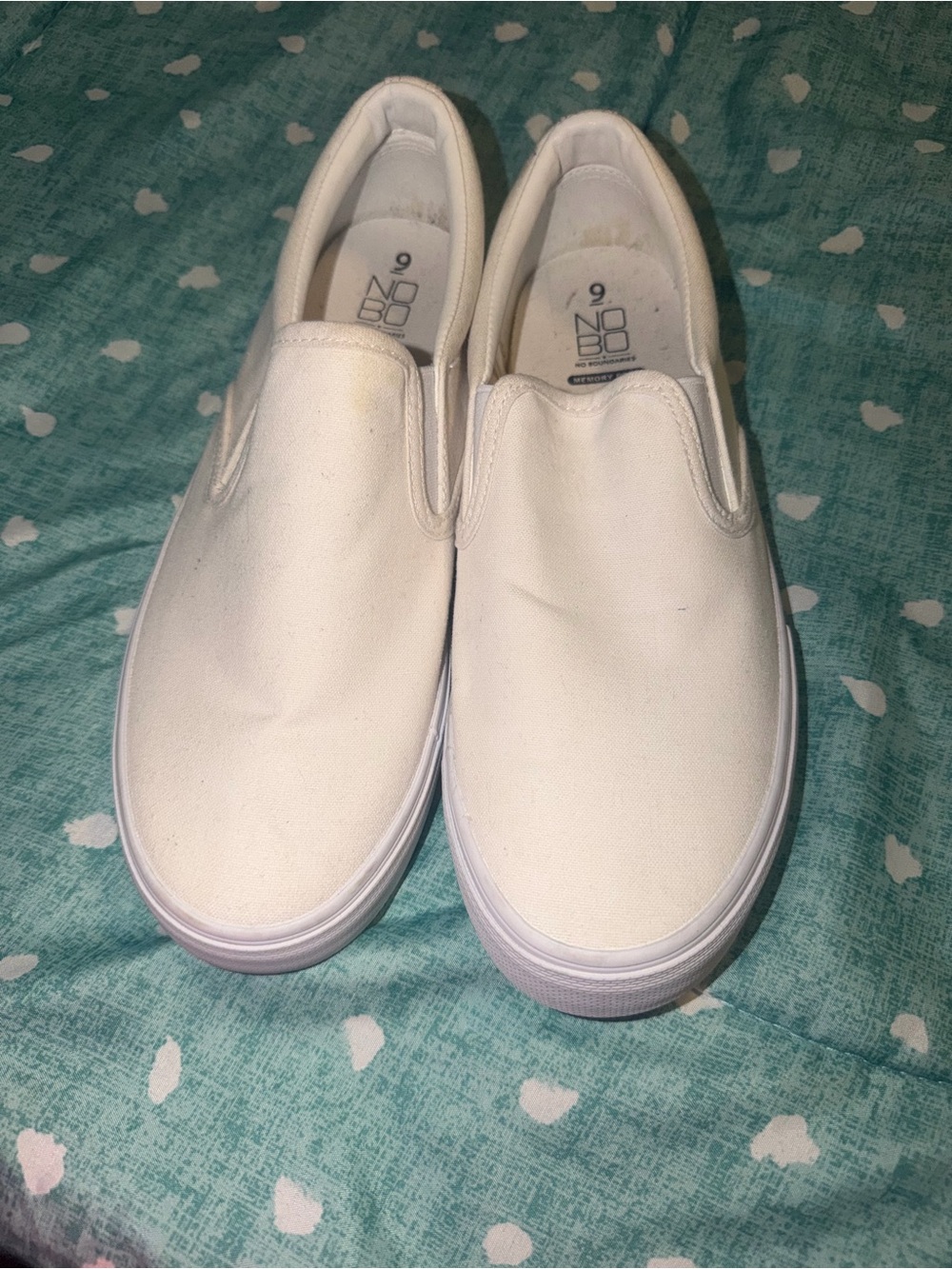 No Boundaries White Slip-On Canvas Sneakers/ Tennis Shoes - 9. MUST BE BUNDLED
